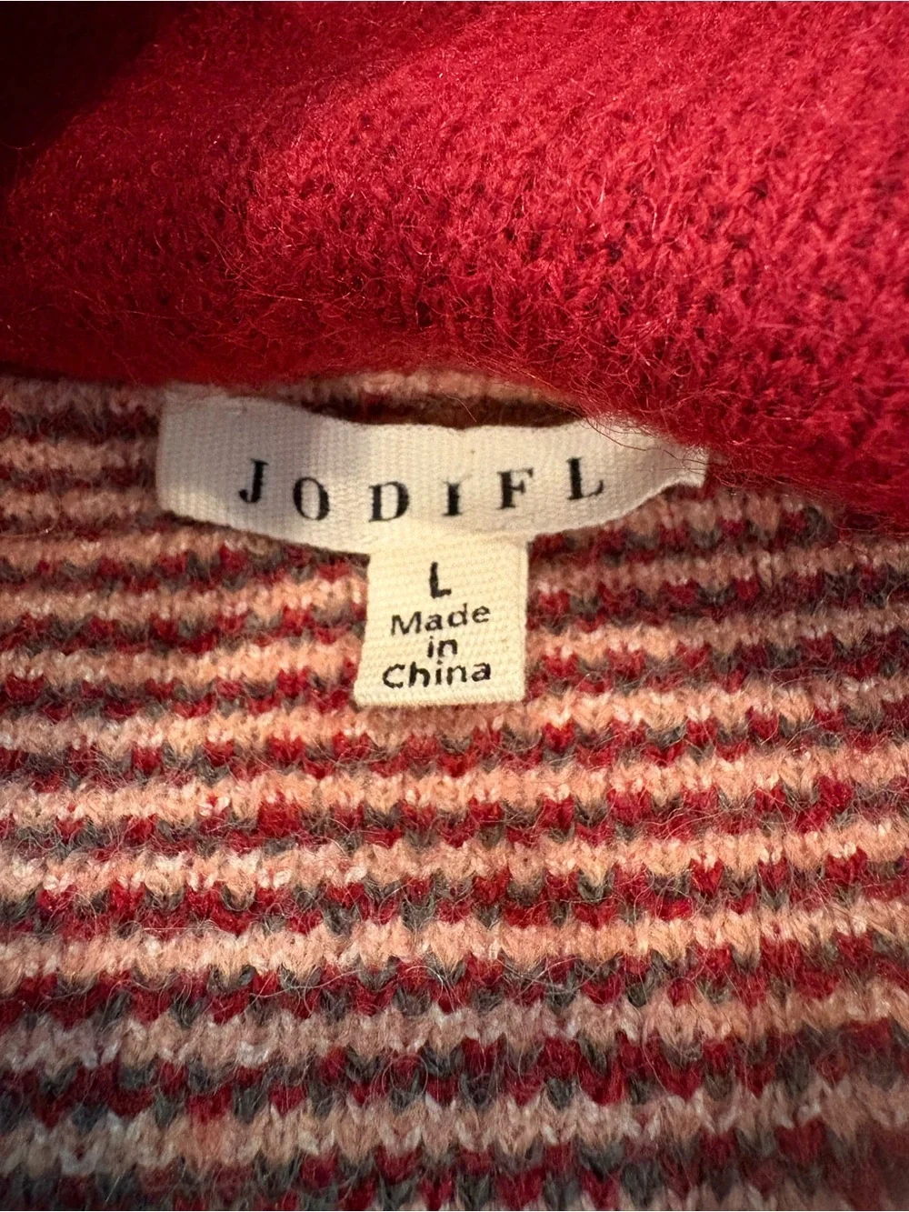 JODIFL Red Aztec Fringe Open-Front Cardigan